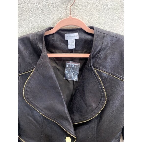 Soft Surroundings Tribeca Vegan Leather Brown Jacket S - Picture 5 of 9